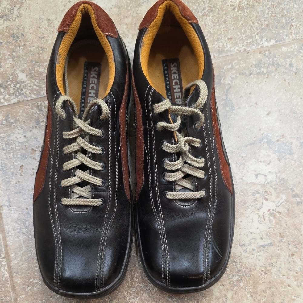 Skechers Men's Black and Brown Sneakers size 13 Retro Style